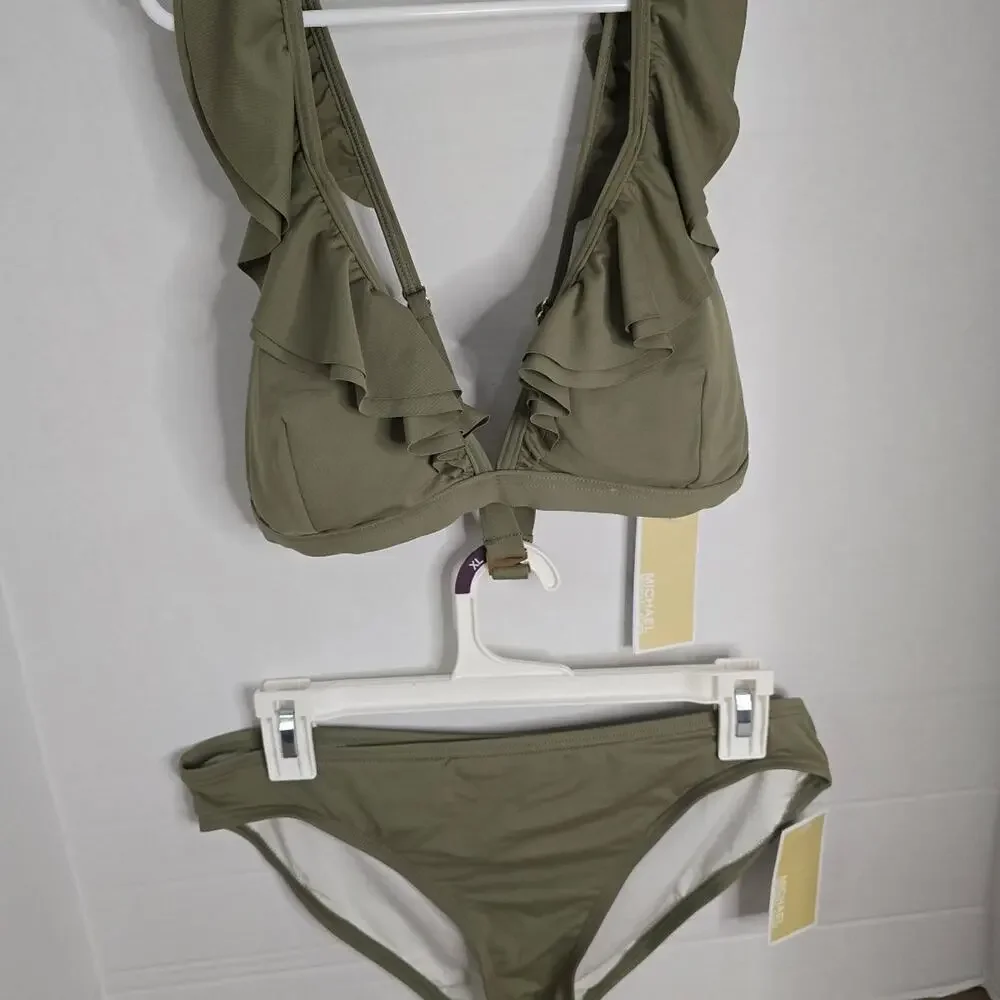Michael Kors Safari Green bikini set NWT size Large